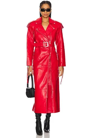 REVOLVE Retrofete Retrofete gabardina de cuero knightley en color rojo talla S en - Red. Talla S (también en XL, XS).