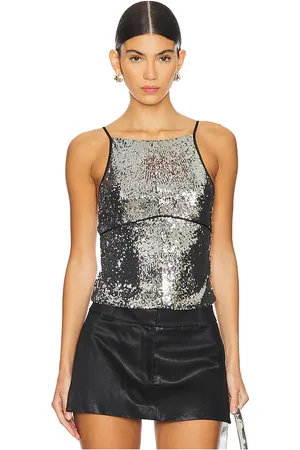 REVOLVE Free People Free people camiseta tirantes lentejuelas james en color plateado metálico talla L en - Metallic Silver. Talla L (también en