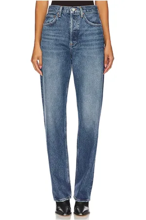 REVOLVE AGOLDE Agolde tiro alto, recto, relajado kelly en color denim-medium talla 23 en - Denim-Medium. Talla 23 (también en 24, 25, 26, 27, 28, 29