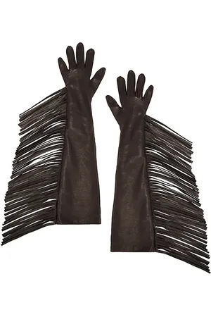 REVOLVE MANOKHI Manokhi guantes largos de cuero con flecos en color marrón talla 6.5 en - Brown. Talla 6.5 (también en 7).