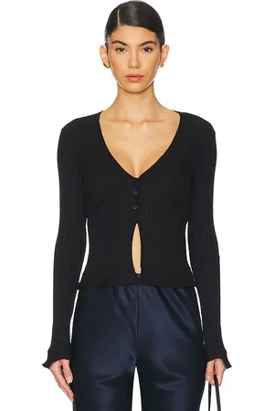 REVOLVE LA Made La made cropped cardi top en color talla L en - Black. Talla L (también en M, S, XS).