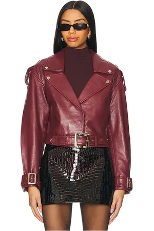 REVOLVE Retrofete Retrofete chaqueta cuero einsley en color burgundy talla L en - Burgundy. Talla L (también en M).