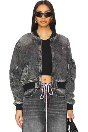 REVOLVE Icon Denim Icon denim ivy denim bomber en color talla L en - Grey. Talla L (también en M, S, XS).