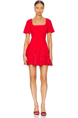 REVOLVE MILLY Milly mini vestido godet joy square neck en color talla 12 en - Red. Talla 12 (también en 4).