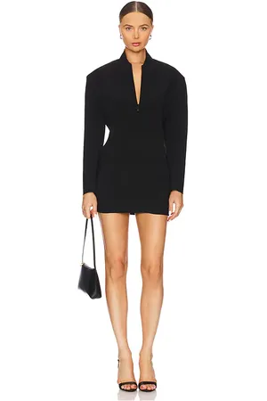 REVOLVE Norma Kamali Norma kamali vestido mini oversized con manga larga, hombreras y cierre frontal. en color talla M en - Black. Talla M (tambié