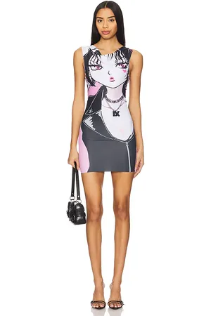 REVOLVE 1XBLUE 1xblue minivestido estampado anime print en color blush,black talla L en - Blush,Black. Talla L (también en M, S).