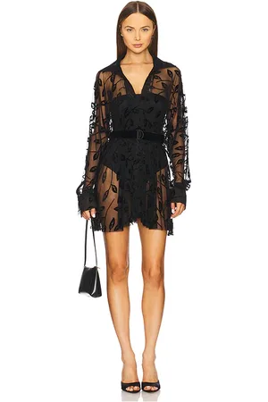 REVOLVE Norma Kamali Norma kamali vestido mini estilo camisa boyfriend oversized en color negro talla M en - Black. Talla M (también en S, XL).