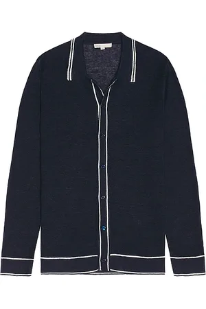 REVOLVE Onia Onia cotton linen long sleeve sweater polo en color azul talla L en - Blue. Talla L (también en S, XL/1X).