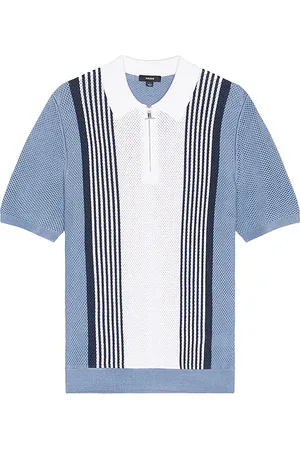 REVOLVE Reiss Reiss berlin half zip stripe colourblock textured polo en color bebe azul talla L en - Baby Blue. Talla L (también en S, XL/1X).