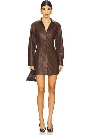 REVOLVE SOVERE Sovere vestido mini de cuero en color marrón talla S en - Brown. Talla S (también en XL/1X, XS).