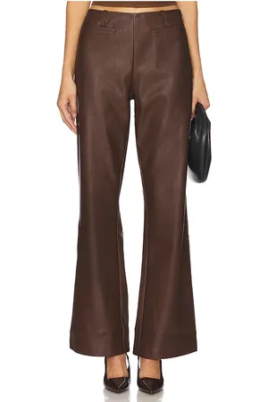 REVOLVE SOVERE Sovere pantalones de cuero de cintura baja en color marrón talla M en - Brown. Talla M (también en S).