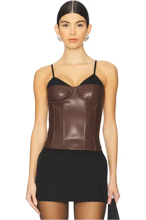 REVOLVE WeWoreWhat Weworewhat corset faux leather top en color talla 0 en - Brown. Talla 0 (también en 2, 6).