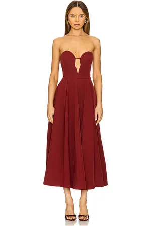 REVOLVE Bardot Bardot vestido midi opal volume en color vino talla 10 en - Wine. Talla 10 (también en 12, 2, 4, 6, 8).