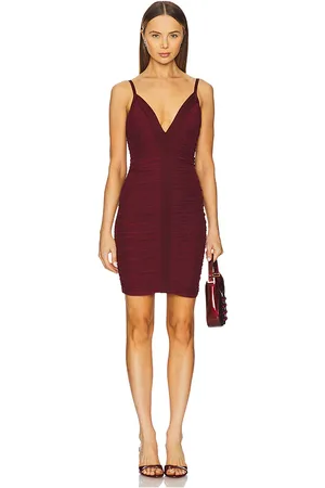 REVOLVE Herve Leger Herve leger minivestido body andrea en color burgundy talla L en - Burgundy. Talla L (también en M, S, XS).