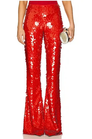 REVOLVE AKNVAS Aknvas pantalones acampanados con lentejuelas lennon en color rojo talla 0 en - Red. Talla 0 (también en 2, 4, 8).