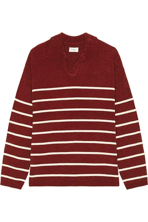 REVOLVE SATURDAYS NYC Saturdays nyc mole yarn stripe skipper knit polo en color rojo talla L en - Red. Talla L (también en M, S, XL/1X).