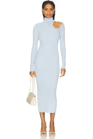 REVOLVE Bardot Bardot vestido de punto asimétrico olesa en color bebe azul talla L en - Baby Blue. Talla L (también en M, S, XS).
