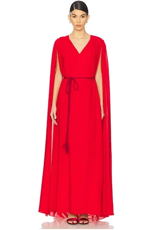 REVOLVE Alice + Olivia Alice + olivia vestido largo con capa zenaida en color rojo talla 0 en - Red. Talla 0 (también en 2, 4, 6, 8).