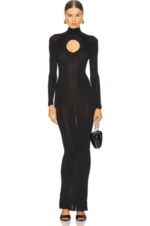 REVOLVE Self-portrait Self-portrait vestido largo de punto con cortes en color talla L en - Black. Talla L (también en M, S).