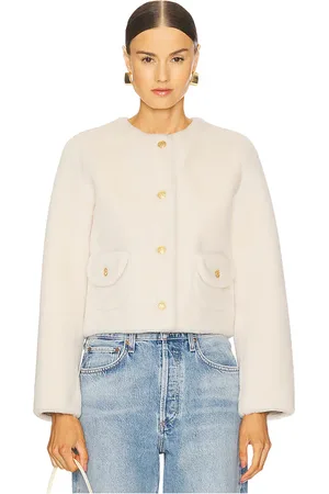 REVOLVE LoveShackFancy Loveshackfancy chaqueta piel sintética popelka en color talla L en - Cream. Talla L (también en M, XL).