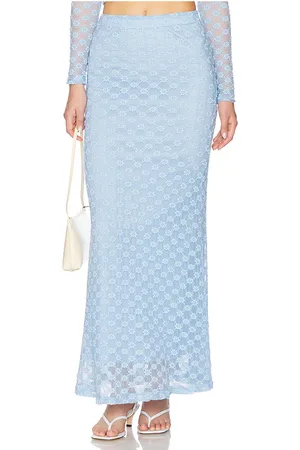 REVOLVE Bardot Bardot falda larga de tiro medio adoni en color bebe azul talla 10 en - Baby Blue. Talla 10 (también en 12, 2, 4, 6, 8).