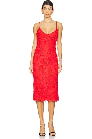 REVOLVE Bardot Bardot vestido midi adei en color rojo talla 10 en - Red. Talla 10 (también en 12, 2, 4, 6, 8).