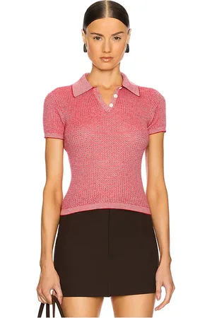 REVOLVE Guest In Residence Guest en residence cashmere shrunken polo en color rojo talla L en - Red. Talla L (también en M, S, XL, XS).