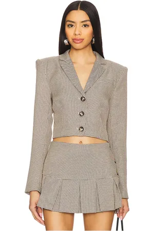 REVOLVE MORE TO COME More to come florita crop blazer en color talla L en - Brown. Talla L (también en M, S, XS, XXS).