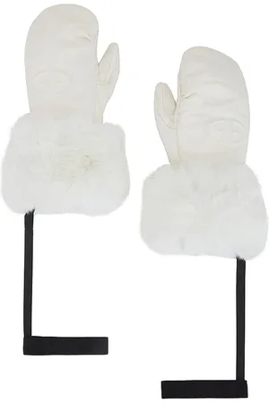 REVOLVE Goldbergh Goldbergh guantes tipo manopla de cuero con logotipo grabado. adore en color blanco talla 6.5 en - White. Talla 6.5 (también en 7, 7.5