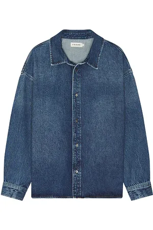 REVOLVE FRAME Frame camisa denim relaxed en color azul talla L en - Blue. Talla L (también en M, XL/1X).