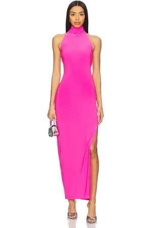 REVOLVE Norma Kamali Norma kamali vestido de cuello alto con escote halter y abertura lateral en color rosado talla M en - Pink. Talla M (también