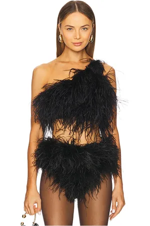REVOLVE Santa Brands Santa brands top plumas en color talla M/L en - Black. Talla M/L (también en XS/S).