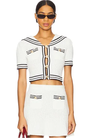 REVOLVE Self-portrait Self-portrait top manga corta top en color talla L en - White. Talla L (también en M, S, XS).