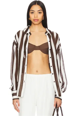 REVOLVE HEMANT AND NANDITA Hemant and nandita camiseta tamaño grande striped en color marrón talla M en - Brown. Talla M (también en S, XS).