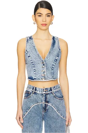 REVOLVE Retrofete Retrofete chaleco denim jordi en color azul talla L en - Blue. Talla L (también en M, S, XL, XS).