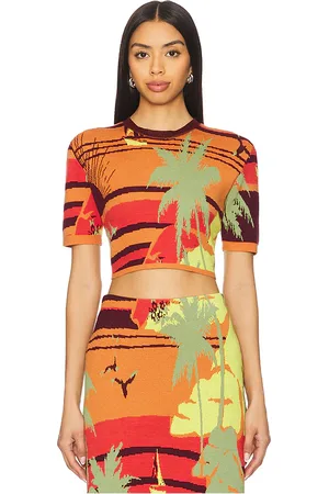 REVOLVE Alemais Alemais top manga corta palm island en color naranja talla L en - Orange. Talla L (también en M, S, XL, XS, XXS).