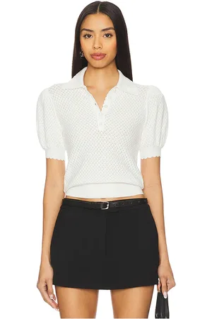 REVOLVE Alice + Olivia Alice + olivia ramona pointelle polo en color blanco talla M en - White. Talla M (también en S, XS).