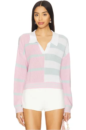 REVOLVE Central Park West Central park west colorblock cropped stripe polo en color rosado talla L en - Pink. Talla L (también en M, S, XS).