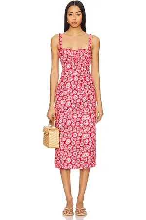 REVOLVE Free People Free people vestido midi estampado free people lucinda en color rojo talla L en - Red. Talla L (también en XL, XS).