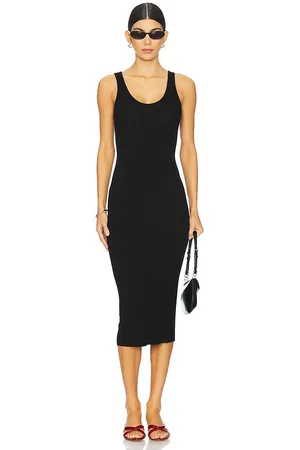 REVOLVE Enza Costa Enza costa vestido midi de tirantes de punto de seda en color talla M en - Black. Talla M (también en S, XS).