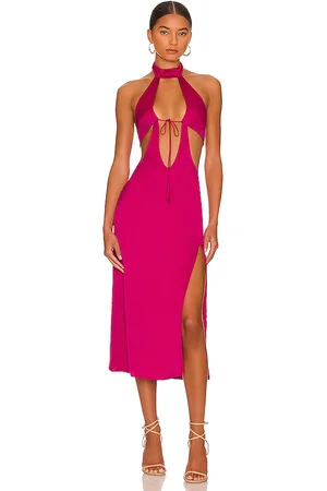 REVOLVE Camila Coelho Camila coelho vestido midi abigale en color fucsia talla L en - Fuschia. Talla L (también en XL, XS).