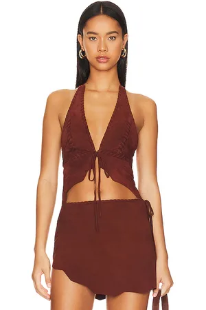 REVOLVE Lovers and Friends Lovers and friends suede leather top en color marrón talla M en - Brown. Talla M (también en XL).