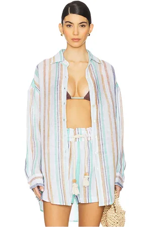 REVOLVE Vitamin A Vitamin a camisa de lino estilo boyfriend playa en color azul talla L en - Blue. Talla L (también en M, S, XS).