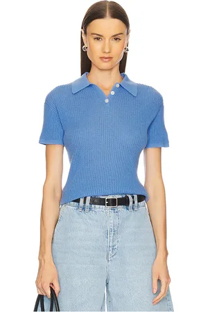 REVOLVE Guest In Residence Guest en residence shrunken cashmere polo en color azul talla L en - Blue. Talla L (también en M, S, XL, XS).