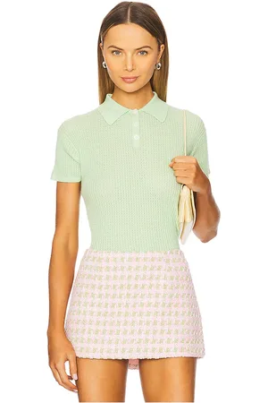 REVOLVE Guest In Residence Guest en residence shrunken cashmere polo en color talla S en - Mint. Talla S (también en XL, XS).