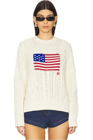 REVOLVE Polo Ralph Lauren Polo ralph lauren suéter de algodón con bandera de aran en color blanco talla L en - White. Talla L (también en M, S, XS).