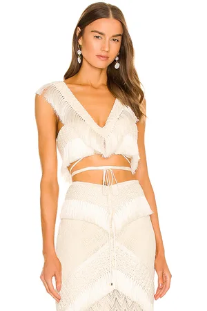 REVOLVE PatBO Patbo fringe trim cropped top en color ivory talla 0 en - Ivory. Talla 0 (también en 10, 2, 8).