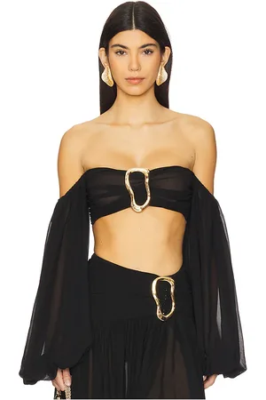 REVOLVE Michael Costello Michael costello x blair crop top en color talla L en - Black. Talla L (también en M, S, XL, XS).