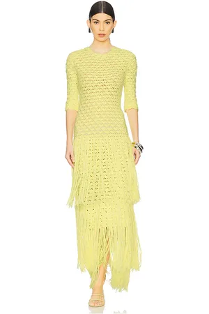 REVOLVE Alejandra Alonso Rojas Alejandra alonso rojas vestido de punto abierto con flecos en color talla L en - Yellow. Talla L (también en