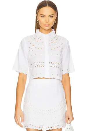 REVOLVE Karina Grimaldi Karina grimaldi top manga corta malaga en color talla L en - White. Talla L (también en M, XS).